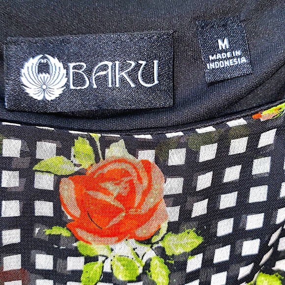 BAKU POLYESTER CHECK BLK/WHITE MAXI DRESS SZ M - Picture 4 of 14